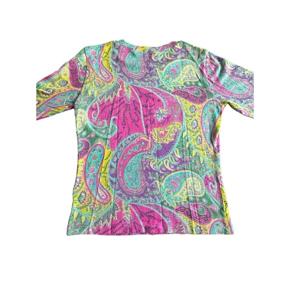 Olivier Goureau Sweater Size Large Cashmere Silk Blend Paisley Print Sweater #M3 - Picture 2 of 8